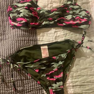 No Boundaries Camo Bikini - Green and Pink